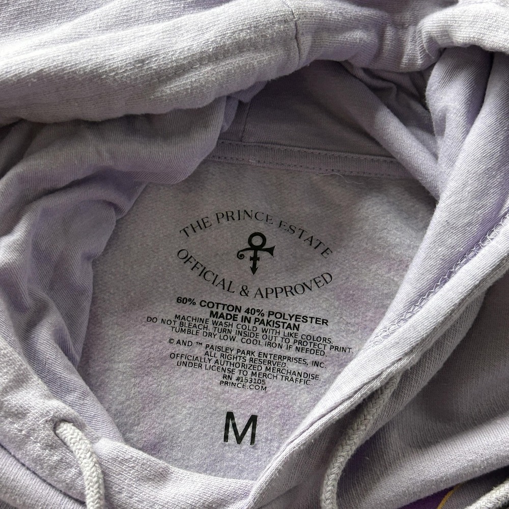 Prince Hoodie Mens Medium Purple Fleece Pullover Kangaroo Pocket Doves Graphic - Picture 3 of 8